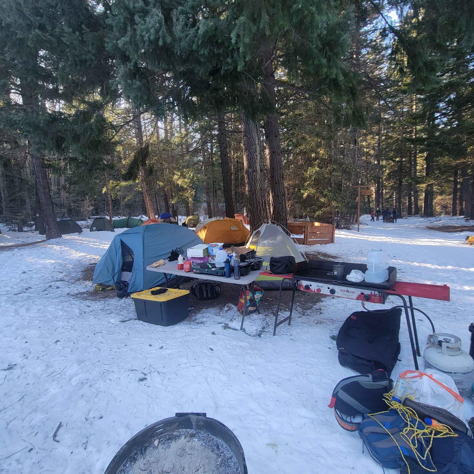 A patrol cook site set up in the snow at the Klondike Derby